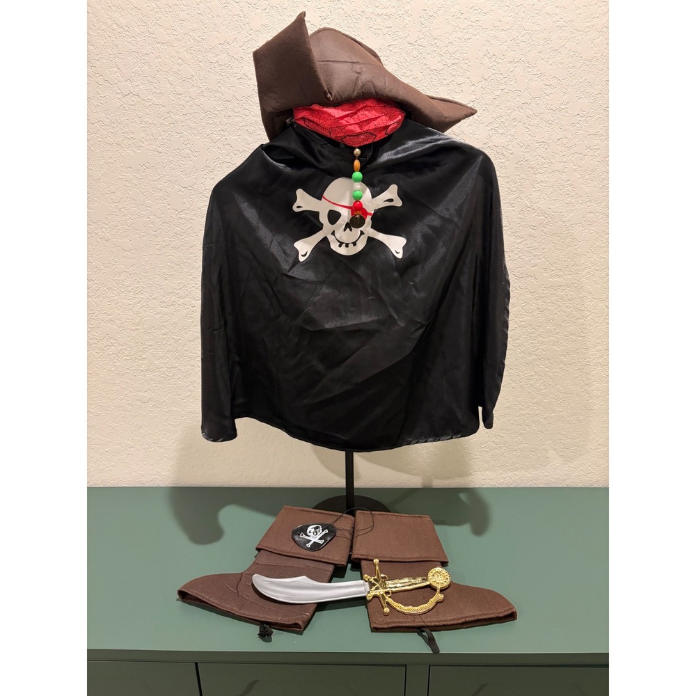 Pirate Costume Set Hat Cape Kids XS